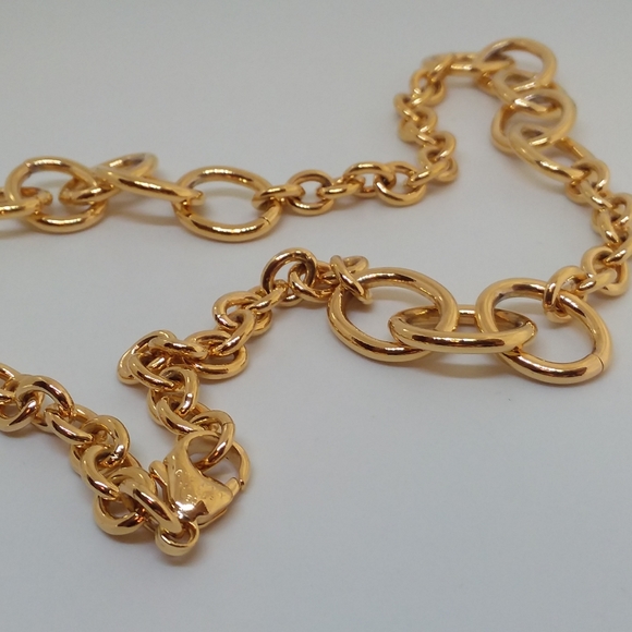 Moda Al Massimo 18k Yellow Gold over Bronze Oversized Chain Link Necklace - Picture 3 of 7